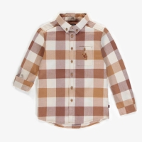 Brown Checkered Shirt in Brushed Flannel | Souris Mini