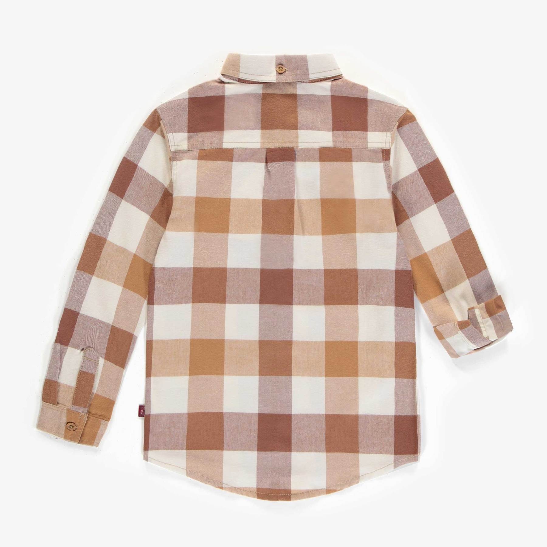 Brown Checkered Shirt in Brushed Flannel | Souris Mini